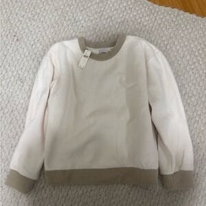 Anthropologie White and Tan Sweater